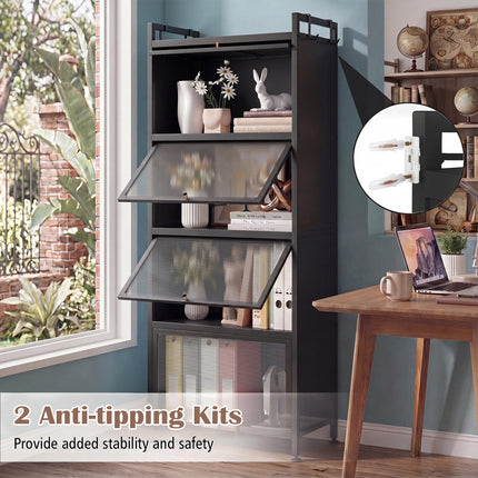 DREAMADE 5-Tier Kitchen Storage Cabinet, Freestanding Bakers Rack, Black