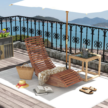 DREAMADE Outdoor Rocking Chair, Wooden Garden Lounger with Acacia Wood Frame