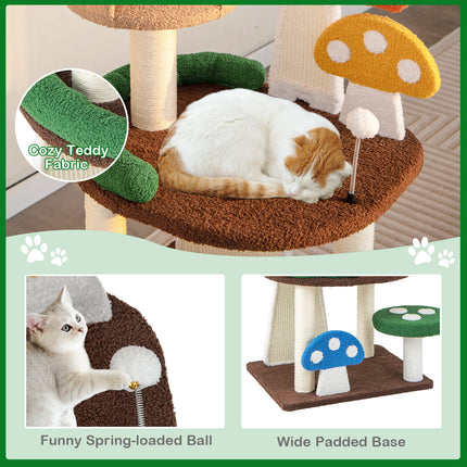 DREAMADE Mushroom Cat Tree, 40.5" Multi-Level Cat Tower