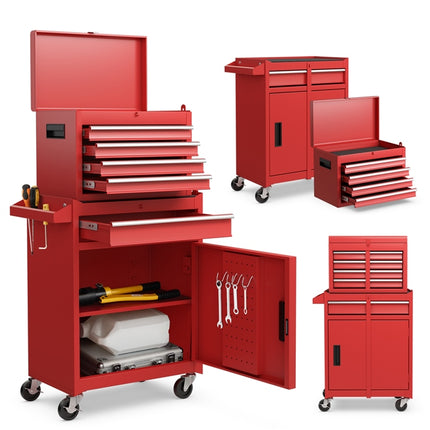 DREAMADE 5-Drawer Tool Chest Combo, Rolling Tool Cabinet w/Detachable Top Tool Box
