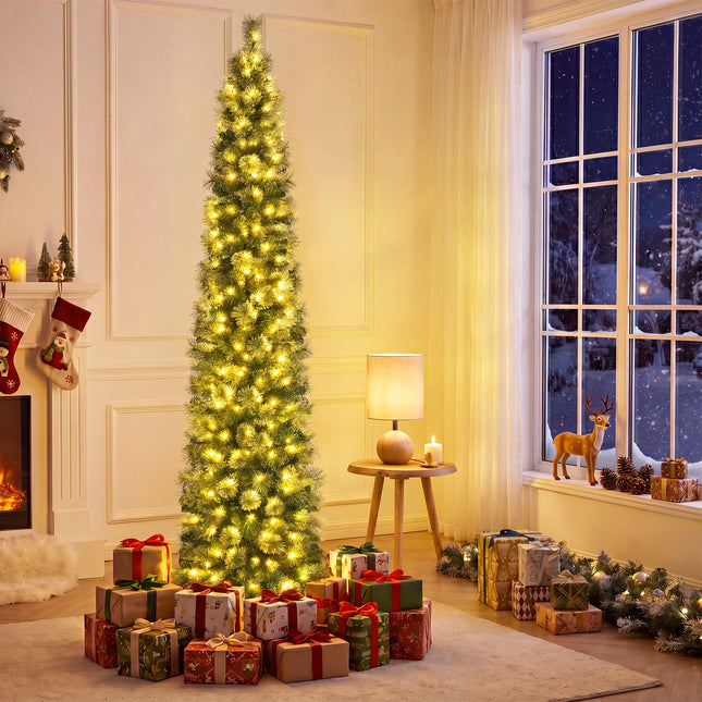 DREAMADE 7 FT Pre-Lit Pencil Christmas Tree, Artificial Xmas Tree