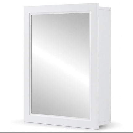 DREAMADE Wall Mount Cabinet with Mirror, Single-Door Wooden Medicine Cabinet with Adjustable Shelf & Mirror