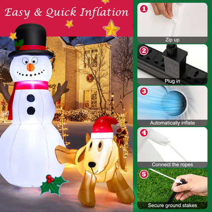 DREAMADE 6 FT Christmas Decoration, Inflatable Christmas Snowmen with Dog