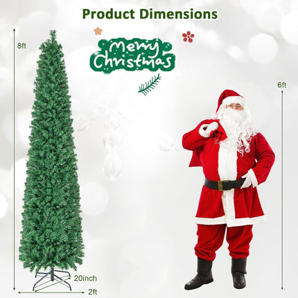 Dreamade 6ft / 7ft / 8ft Fiber Optic Pencil Christmas Tree Xmas Full Tree for Home Office Holiday Decor