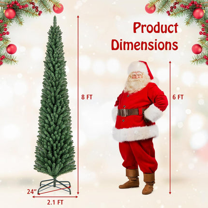 Dreamade 5ft / 6ft / 7ft / 8ft Artificial Skinny Xmas Tree with Quick Shape Technology