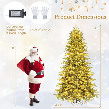 Dreamade Pre-Lit Artificial Christmas Tree with PVC & Soft TPE Branch Tips & Foldable Metal Stand