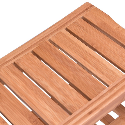 Bamboo Shower Bench Seat with Storage Shelf - Dreamadeus
