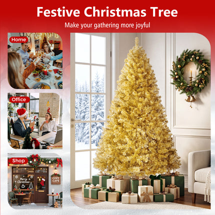 DREAMADE 6 FT Gold Tinsel Christmas Tree, Metallic Artificial Decoration