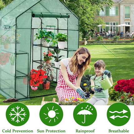 Walk-in Greenhouse, Gardening Plant Tent with Roll-Up Zippered Front Door