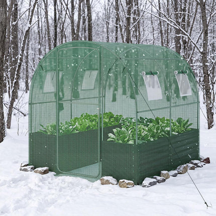 Dreamade 6.5 x 6.5 Ft Walk-in Greenhouse with Raised Garden Bed | Plant Hot House with Galvanized Steel Frame
