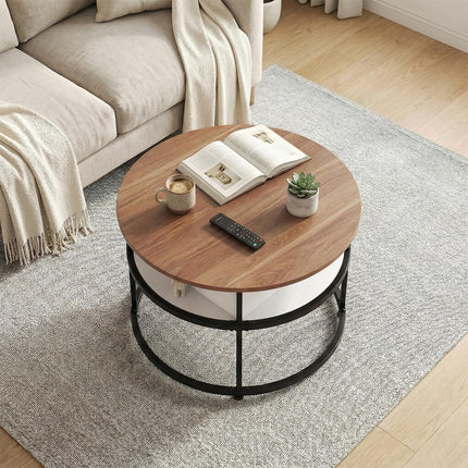 Dreamade 31.5" Round Lift Top Coffee Table with Storage and Hidden Compartment