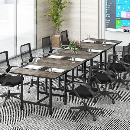 Dreamade 39.5" Square Conference Table, Meeting Table for 4 People | Heavy-Duty Metal Frame