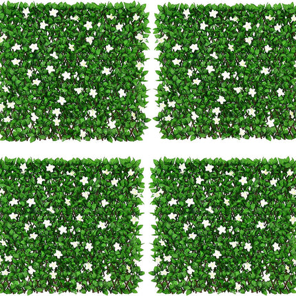Expandable Fence with Leaves, 6.5ft Privacy Screen Decorative Fake Ivy Fencing Panel