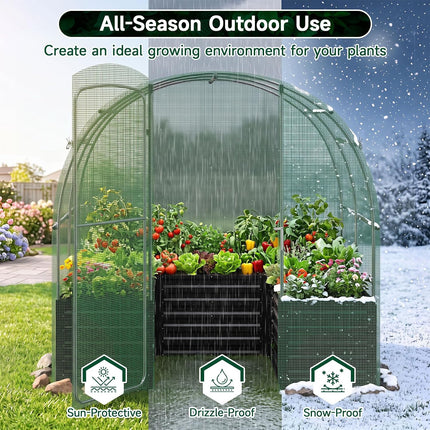 Dreamade 6.5 x 6.5 Ft Walk-in Greenhouse with Raised Garden Bed | Plant Hot House with Galvanized Steel Frame