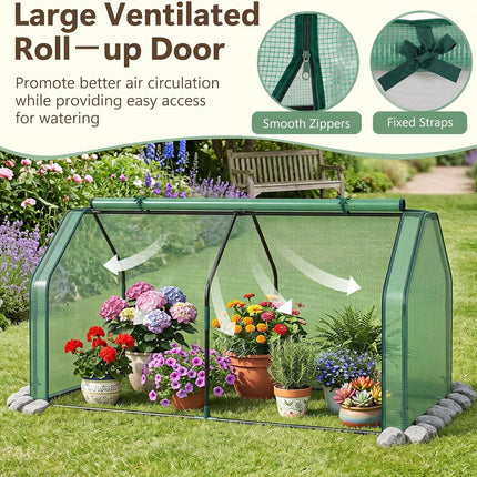 Dreamade Mini Portable Greenhouse w/ PE Cover Roll-Up Zipper