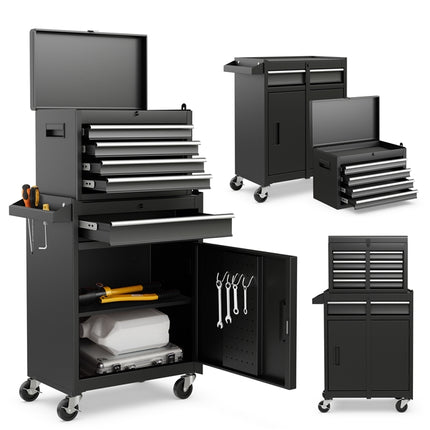 DREAMADE 5-Drawer Tool Chest Combo, Rolling Tool Cabinet w/Detachable Top Tool Box