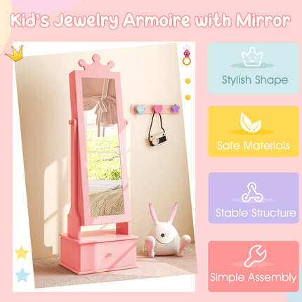 DREAMADE Free Standing Jewelry Armoire Cabinet, 40”/44.5" Jewelry Organizer w/Full Length Mirror
