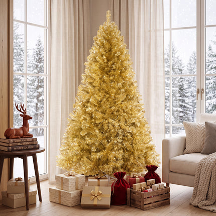 DREAMADE 6 FT Gold Tinsel Christmas Tree, Metallic Artificial Decoration