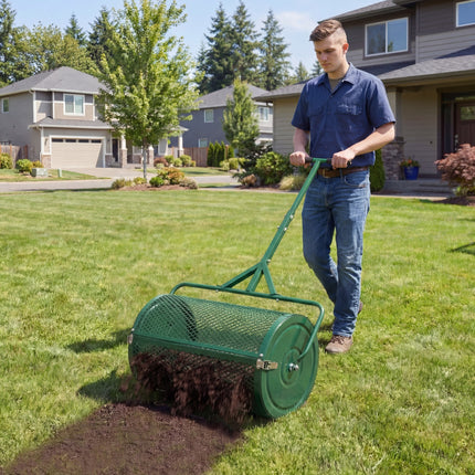 DREAMADE Compost Spreader, Peat Moss Spreader with T Handle, Black