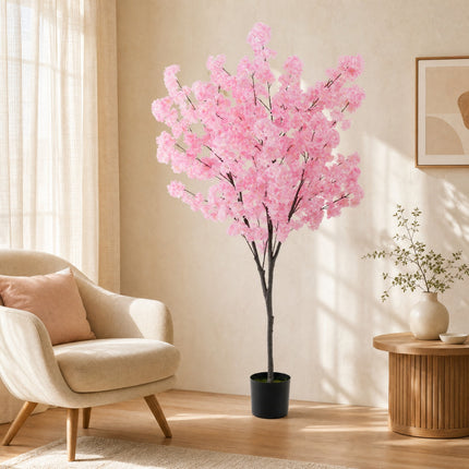 DREAMADE 6.5FT Artificial Cherry Blossom Tree, Faux Sakura Tree w/ 900 Pink Flowers