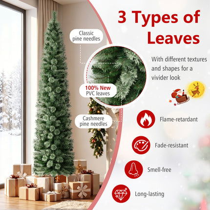 DREAMADE 7 FT Pre-Lit Pencil Christmas Tree, Artificial Xmas Tree