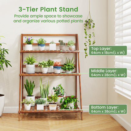 DREAMADE 3-Tier Bamboo Plant Stand, Ladder Plant Shelf