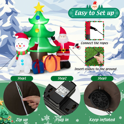 DREAMADE 6.5FT Inflatable Christmas Decoration, Self Inflating Christmas Tree w/Santa Claus