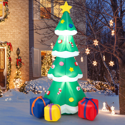 DREAMADE 6 FT Inflatable Christmas Tree, Blow Up Christmas Decoration, Self Inflating X-mas Tree w/ 3 Gift Boxes