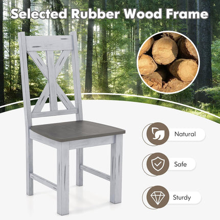 Dreamade Retro Wooden Dining Chairs Set, Farmhouse Kitchen Chairs w/Rubber Wood Frame, Elegant Hollowed Backrest