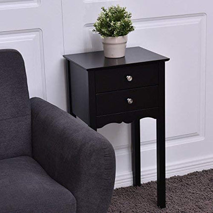 Dreamade End Table w/ 2 Drawers Side Table Nightstand Multi-Purpose Accent Table Living Room Bedroom Home Furniture