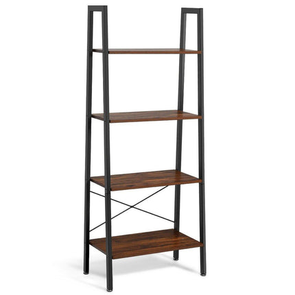 Ladder Shelf 4-Tier Industrial Bookshelf Storage Rack - Dreamadeus