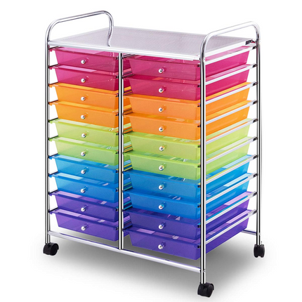 Dreamade Storage Drawer Carts, 20-Drawer Organizer, Utility Cart on Wheels