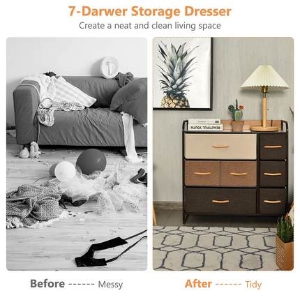 Dreamade 7 Drawer Dresser Storage Tower with Fold-able Fabric Drawers