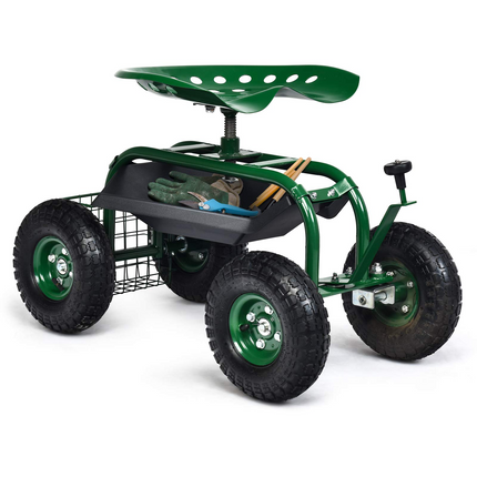 Dreamade Mobile Garden Workseat, Lawn Wagon Cart