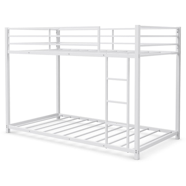 Classic Bunk Bed Frame with Safety Guard Rails & Side Ladder