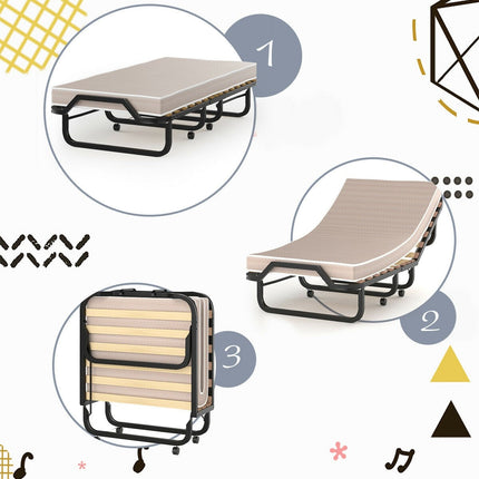 Dreamade Rollaway Folding Bed with 4 Inch Mattress