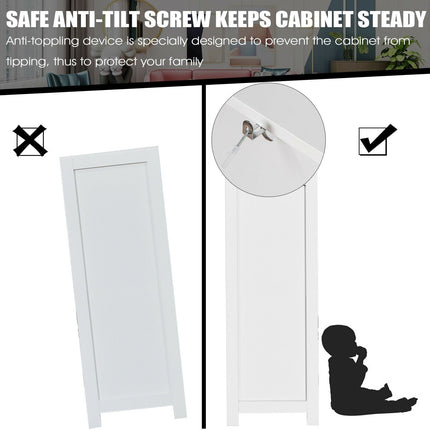 Bathroom Floor Storage Cabinet with Adjustable Shelf & Large Drawer