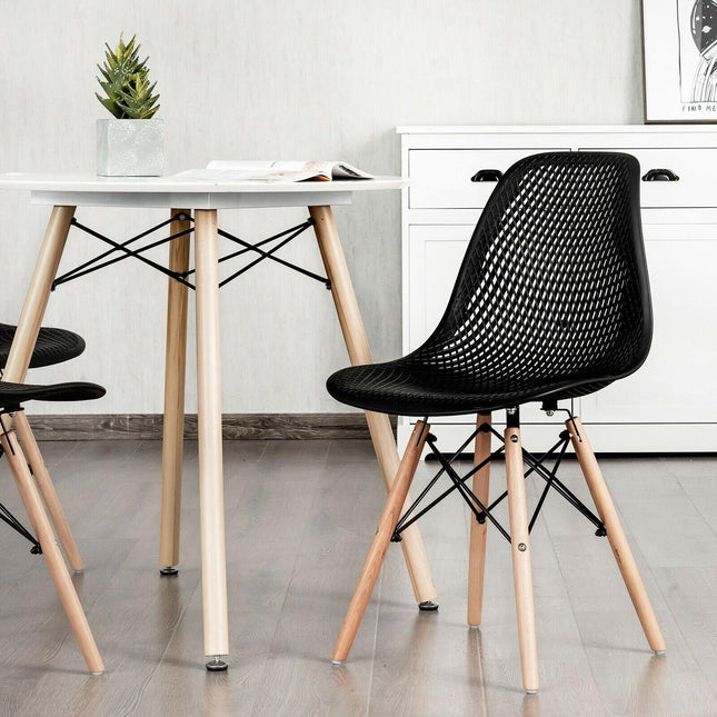 Dreamade Set of 2 or 4 Modern Dining Chairs, Shell PP Lounge Side Chairs w/ Mesh Design - Dreamadeus