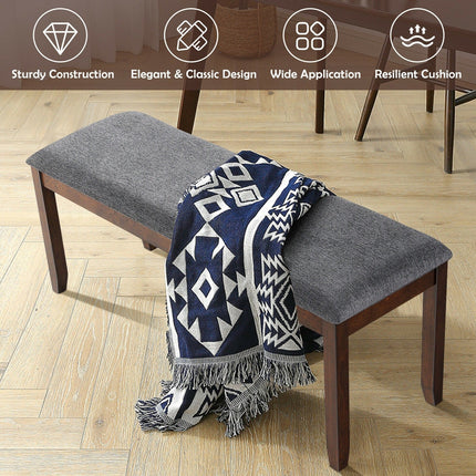 Dreamade Dining Room Bench, Wood Kitchen Table Bench with Upholstered, 47.5 x 15.5 x 19.5 Inches Ottoman Bench