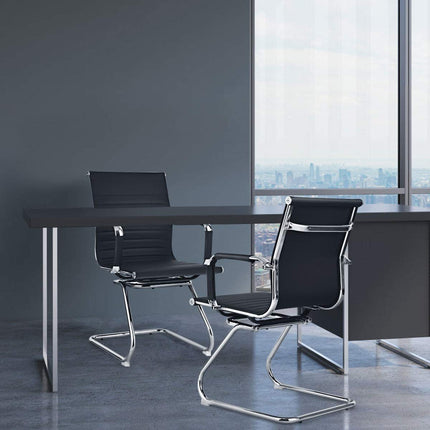 Dreamade Conference Chair Set of 4 Heavy Duty PU Leather W/Protective Arm Sleeves
