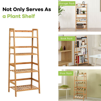 4-Tier Ladder Shelf Plant Stand, Bamboo Flower Pots Holder Display Rack - Dreamadeus