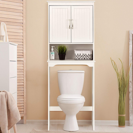 Dreamade Over The Toilet Bathroom Space Saver Free Standing Toilet Rack with Adjustable Inner Shelf