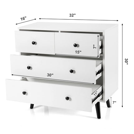 Dreamade 4 Drawer Chest Dresser w/Spacious Drawers & Metal Handles