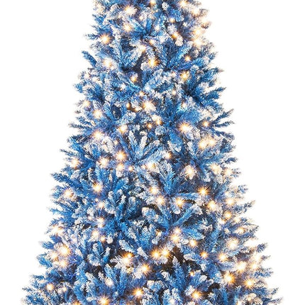 Dreamade Blue Hinged Xmas Tree with Frosted PVC Branch Tips & Warm White LED Lights
