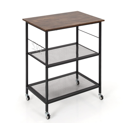 Dreamade 3 Tier Kitchen Bake's Rack, Rolling Microwave Cart, Industrial Bar Service Cart