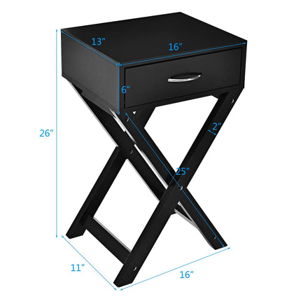 Dreamade Nightstand with Drawer X-Shaped Design Sofa Side Table