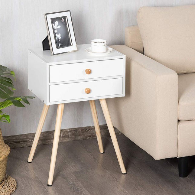 Dreamade Nightstand W/2 Drawers for Bedroom