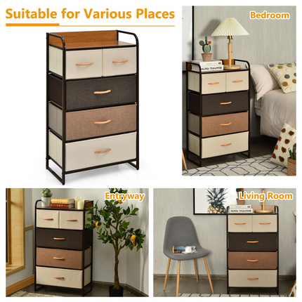 Dreamade Sturdy Steel Frame & Wooden Top Vertical Organizer Unit for Closets, Bedroom Utility Dresser Chest (23 x 11.5 x 39 inch)