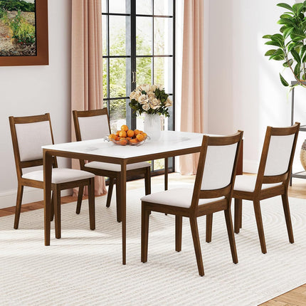 Dreamade Upholstered Dining Chairs Set of 2/4, Modern Farmhouse Kitchen Chairs w/Padded Backrest & Cushioned Seat, Rubber Wood Frame