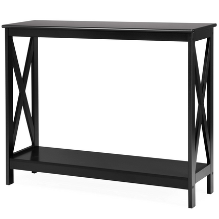 Dreamade Console Table 2-Tier with Storage Shelf,X-Design Bookshelf
